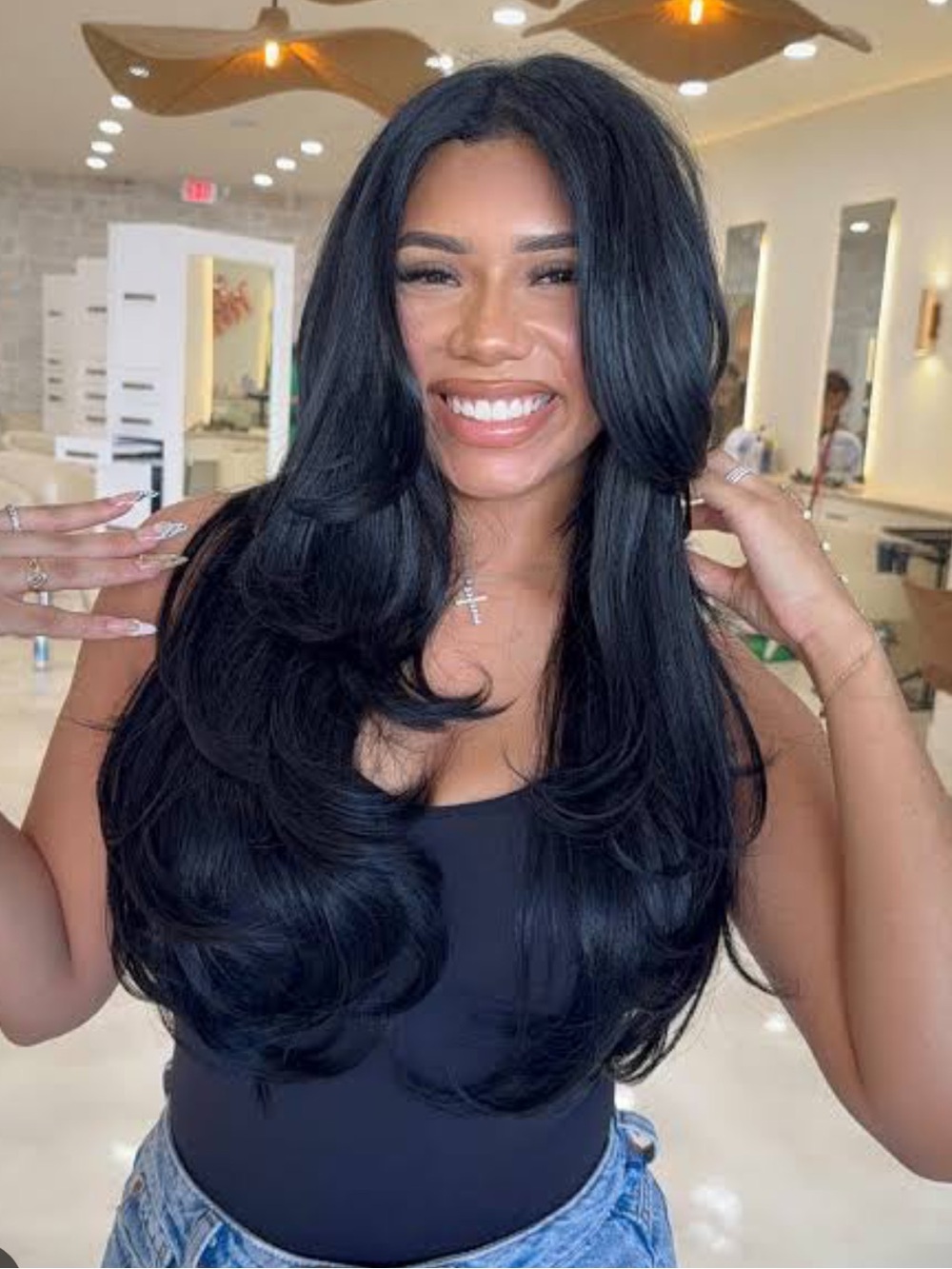 BELLAMI Jet Black Layered Long Women’s Hair Extensions